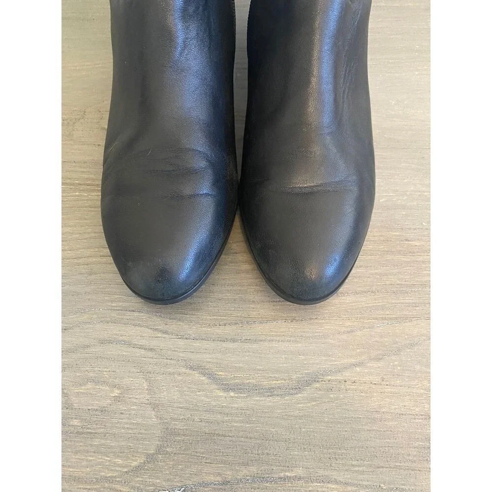 Michael Kors Black Leather Over the Knee Mixed Stretch Boots Low Heel Womens 7.5